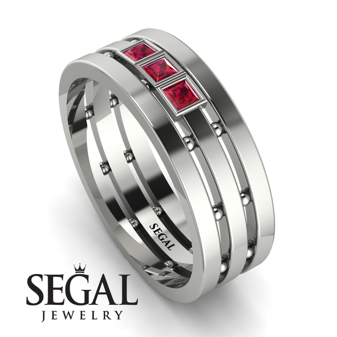 Geometrical Ruby Wedding Ring - David No. 12